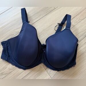 Sculptresse by Panache Sasha Plunge Navy Bra with Lace Trim - 44F